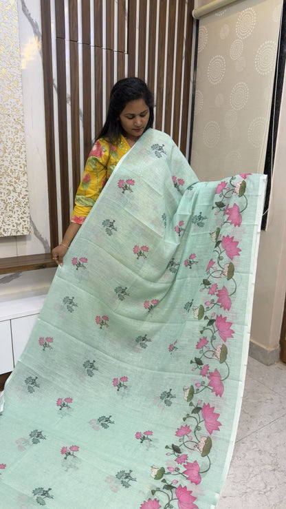 Pichwai Design Cotton Sarees