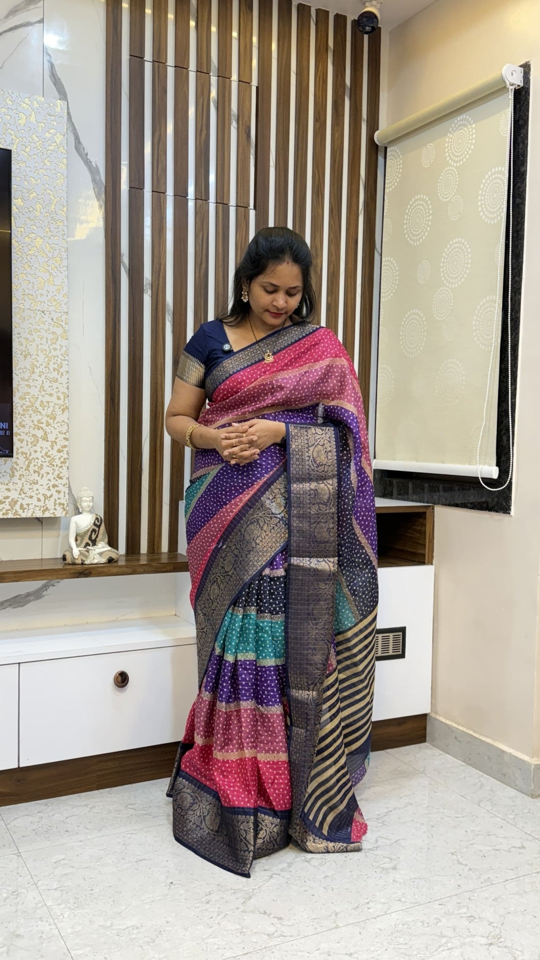 Multiple colour Dola silk saree