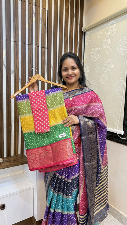 Multiple colour Dola silk saree