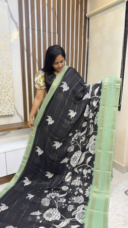 Black sarees with Contarst blouses