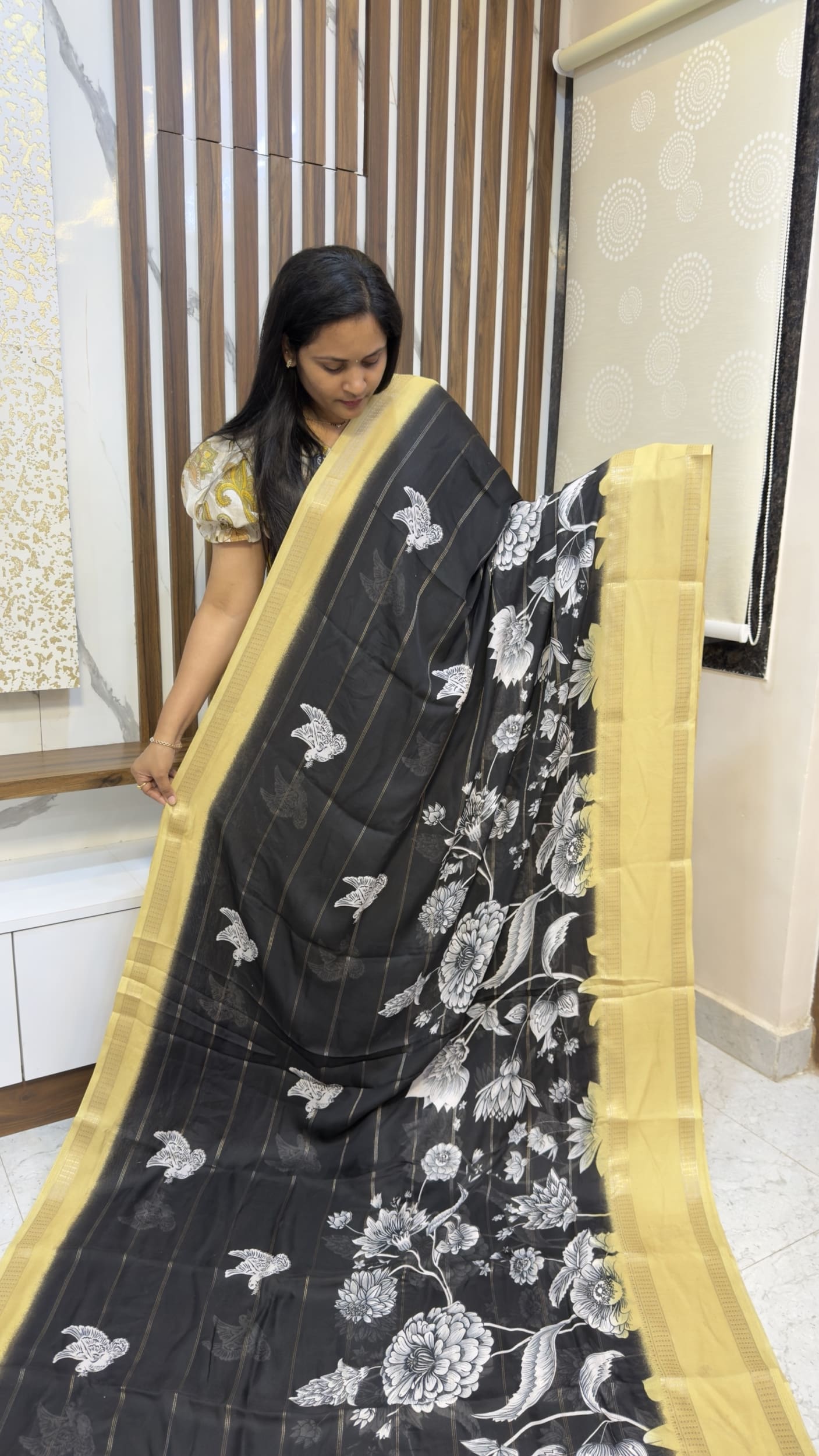Black sarees with Contarst blouses