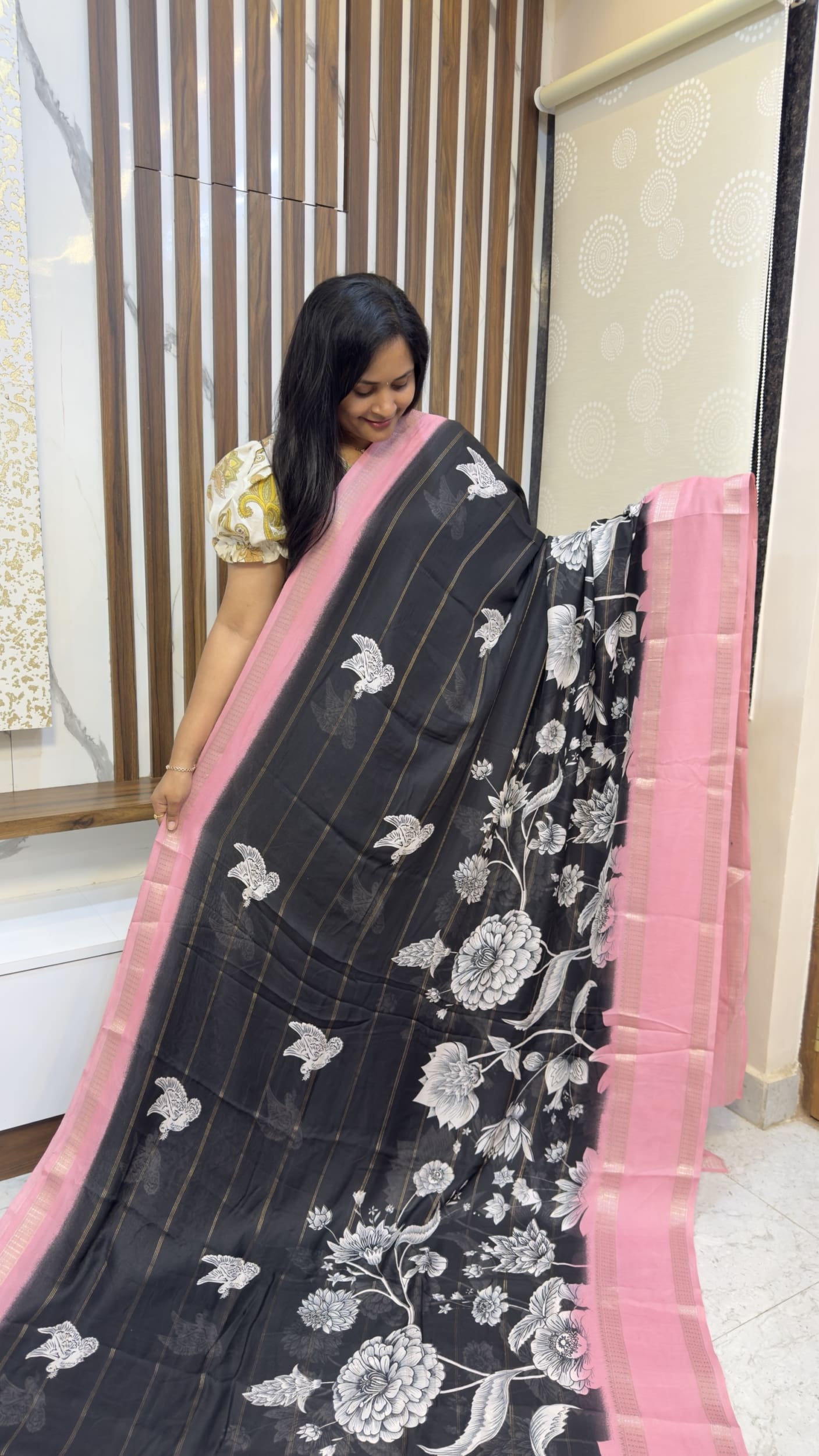 Black sarees with Contarst blouses