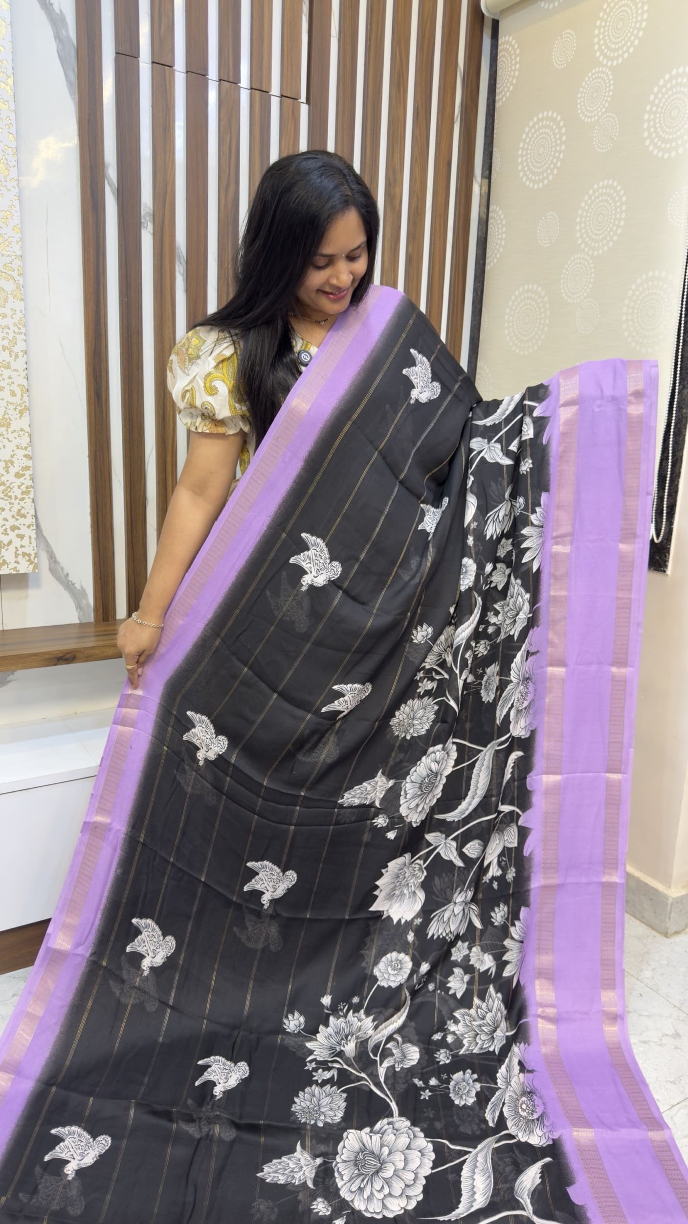 Black sarees with Contarst blouses