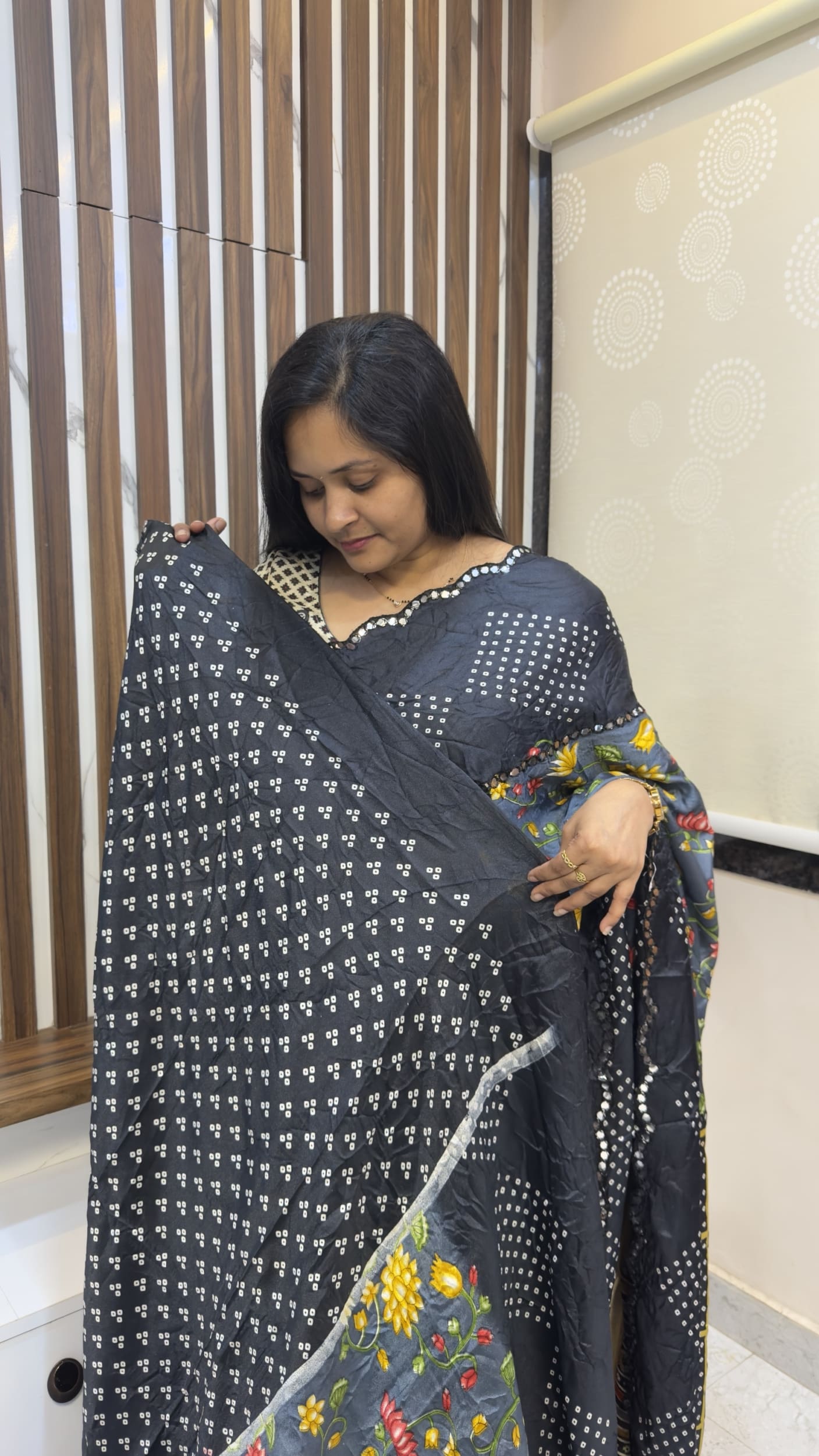 Black satin crush sarees
