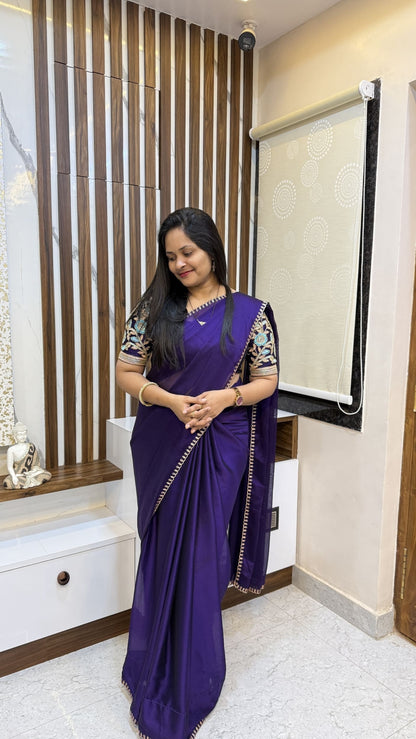 Chiffon saree with work blouse