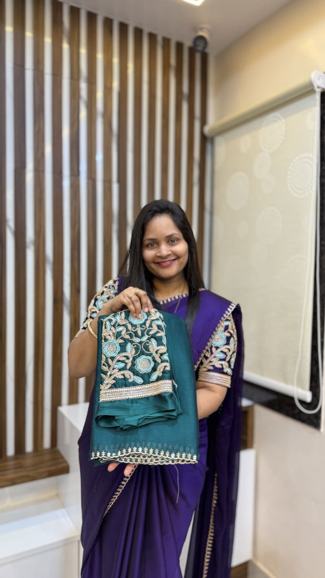 Chiffon saree with work blouse