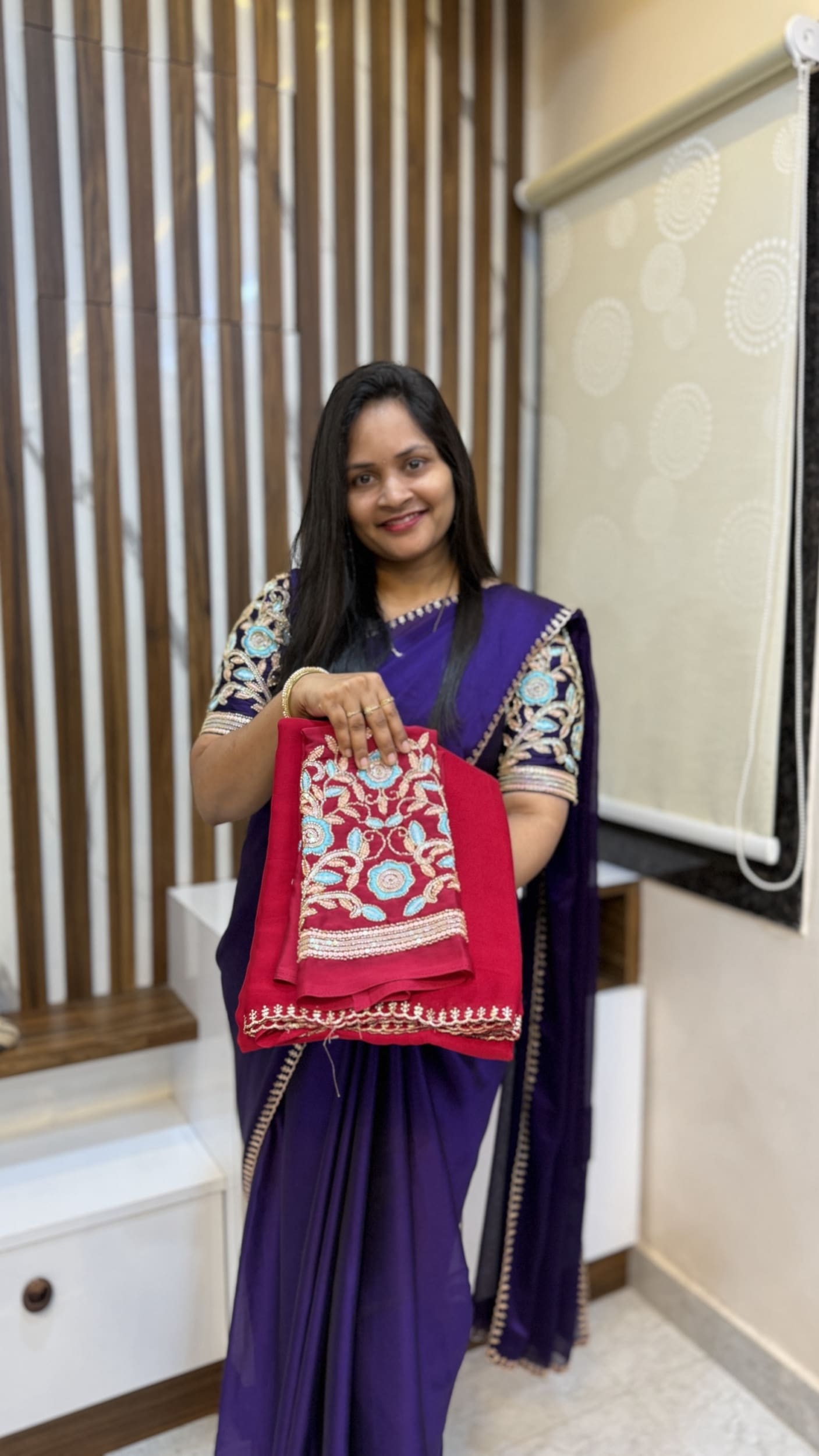Chiffon saree with work blouse