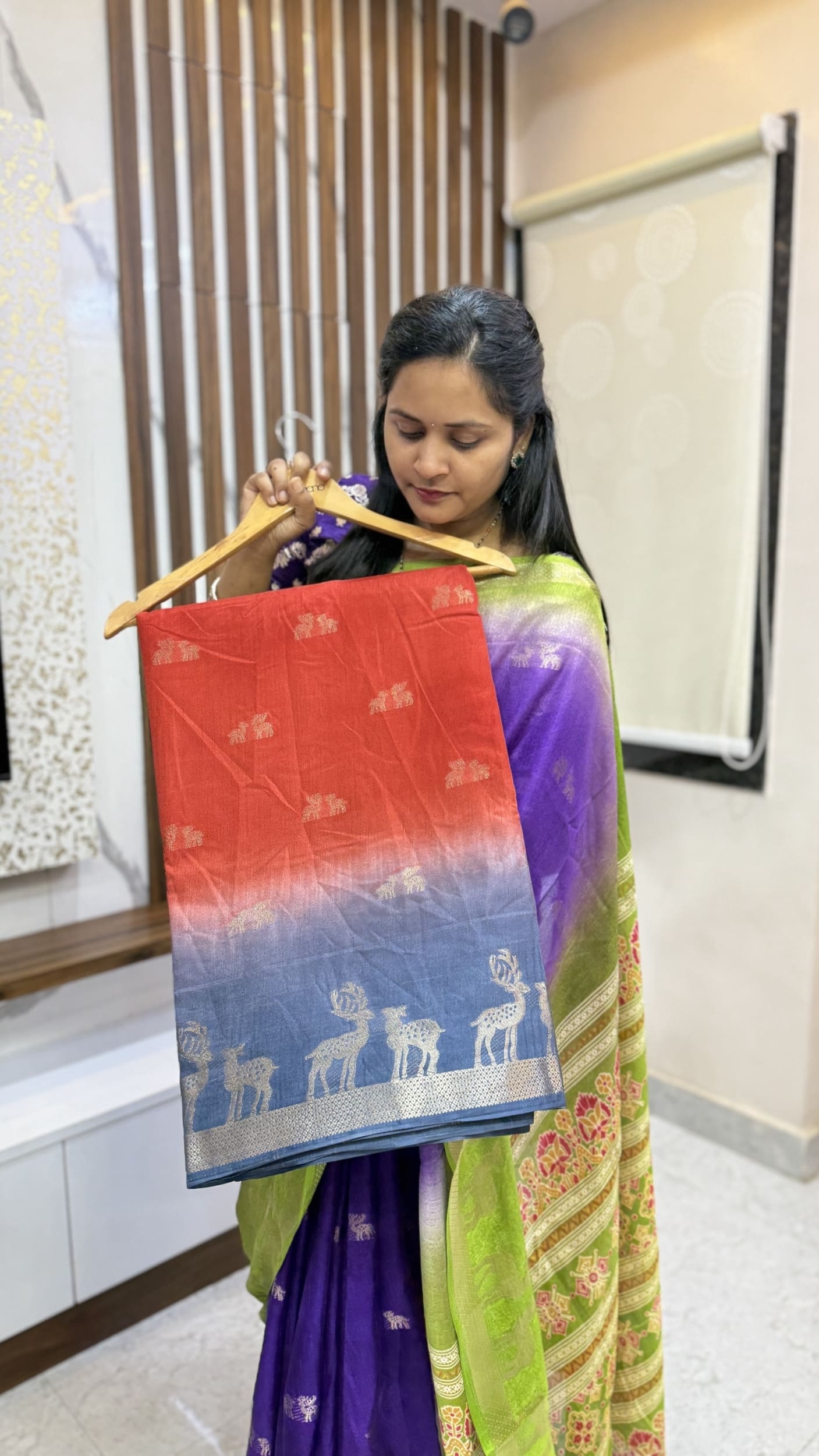 Jute Silk Deer Design Saree