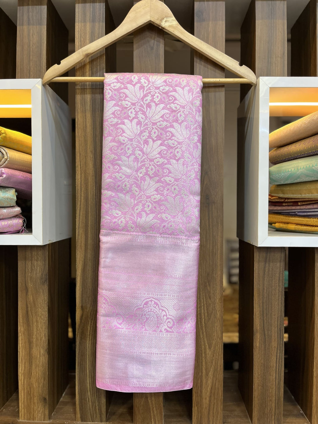Baby pink Pattu saree