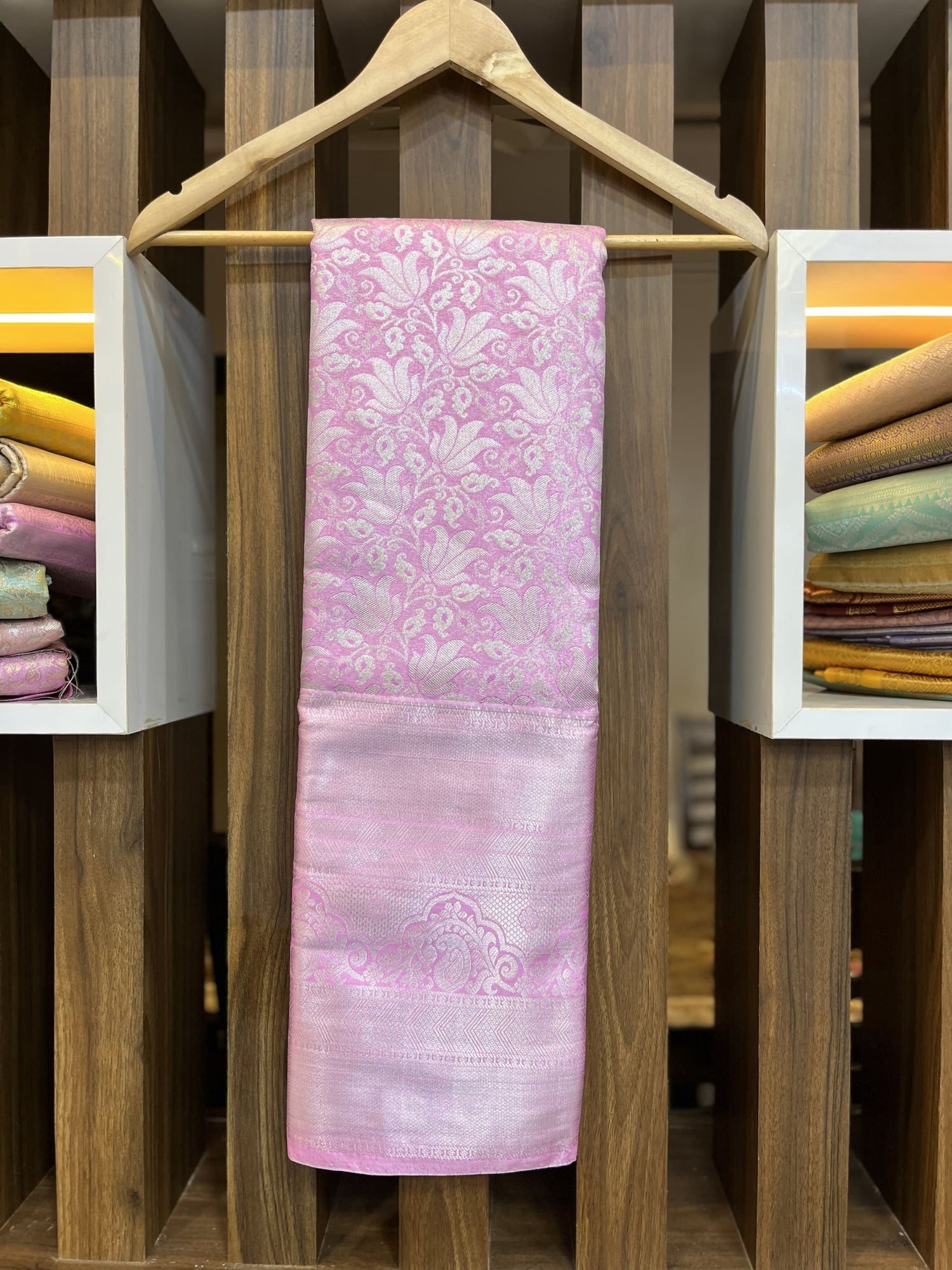 Baby pink Pattu saree