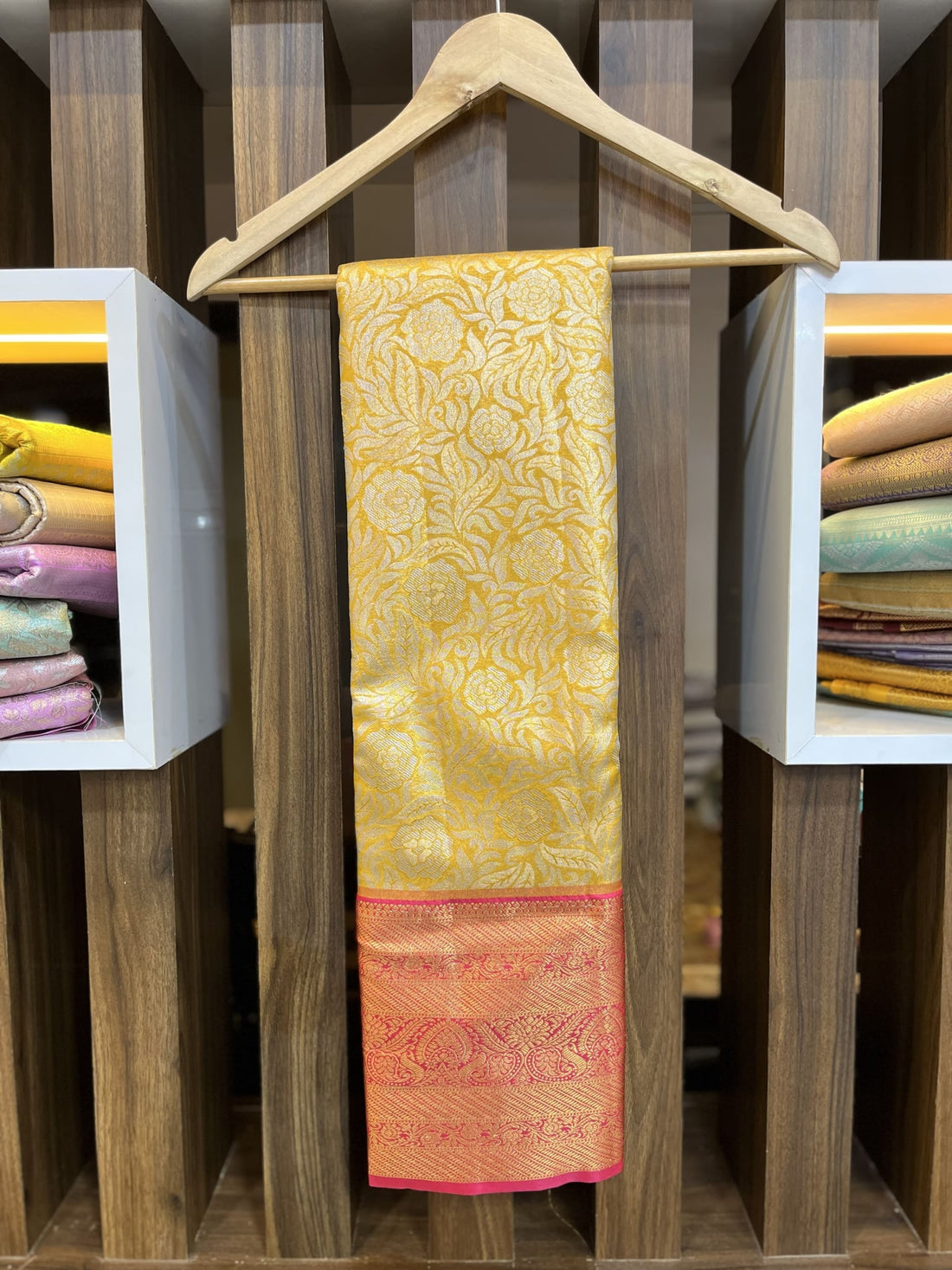 Yellow with red border