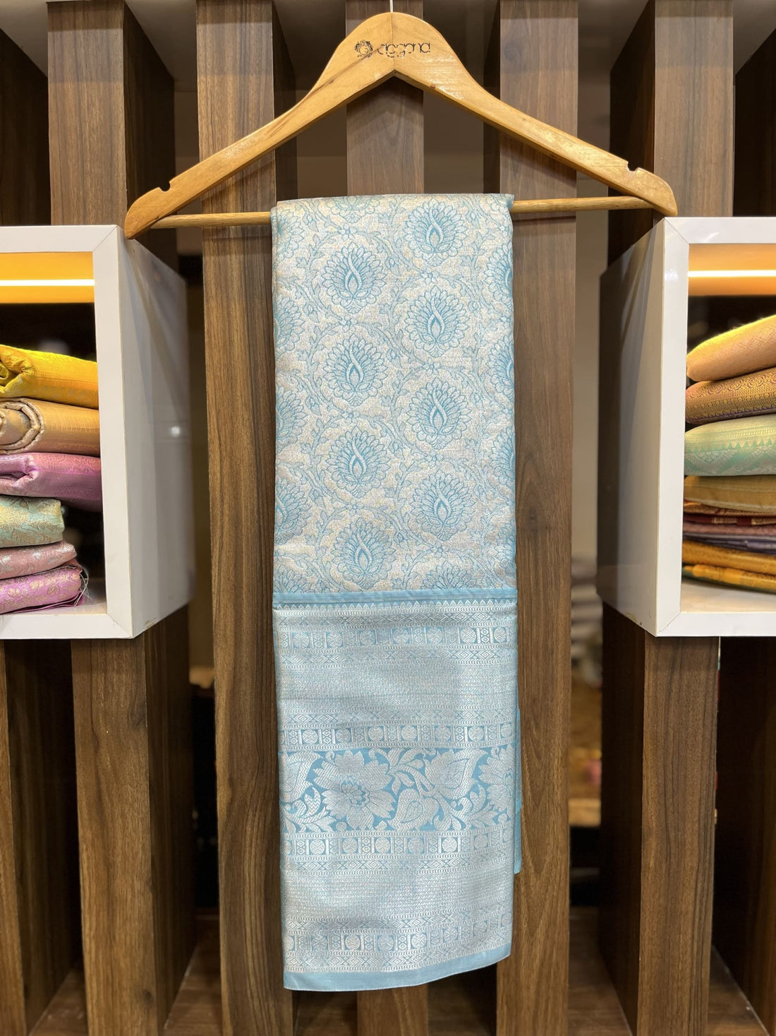 Sky blue with silver border