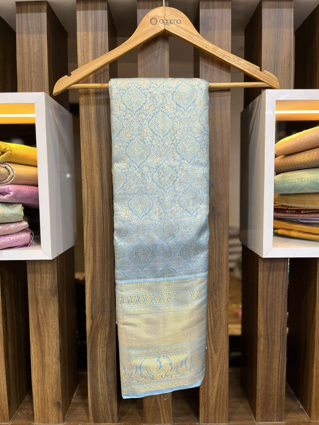 Blue with gold border