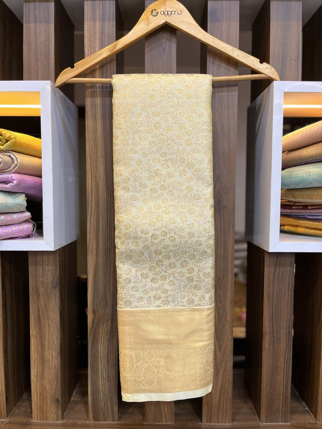 Cream colour with gold border