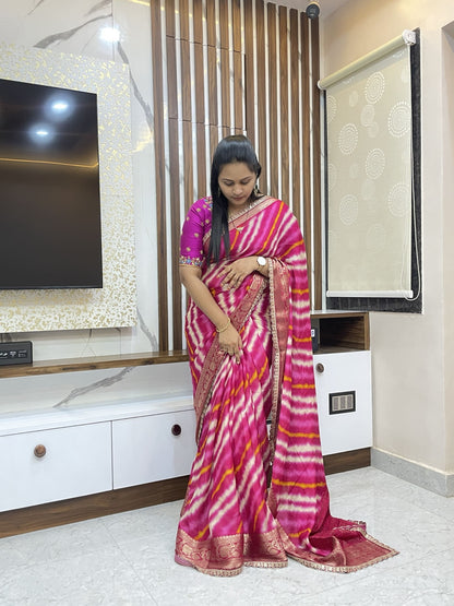 Premium Leheriya design and shibori Saree