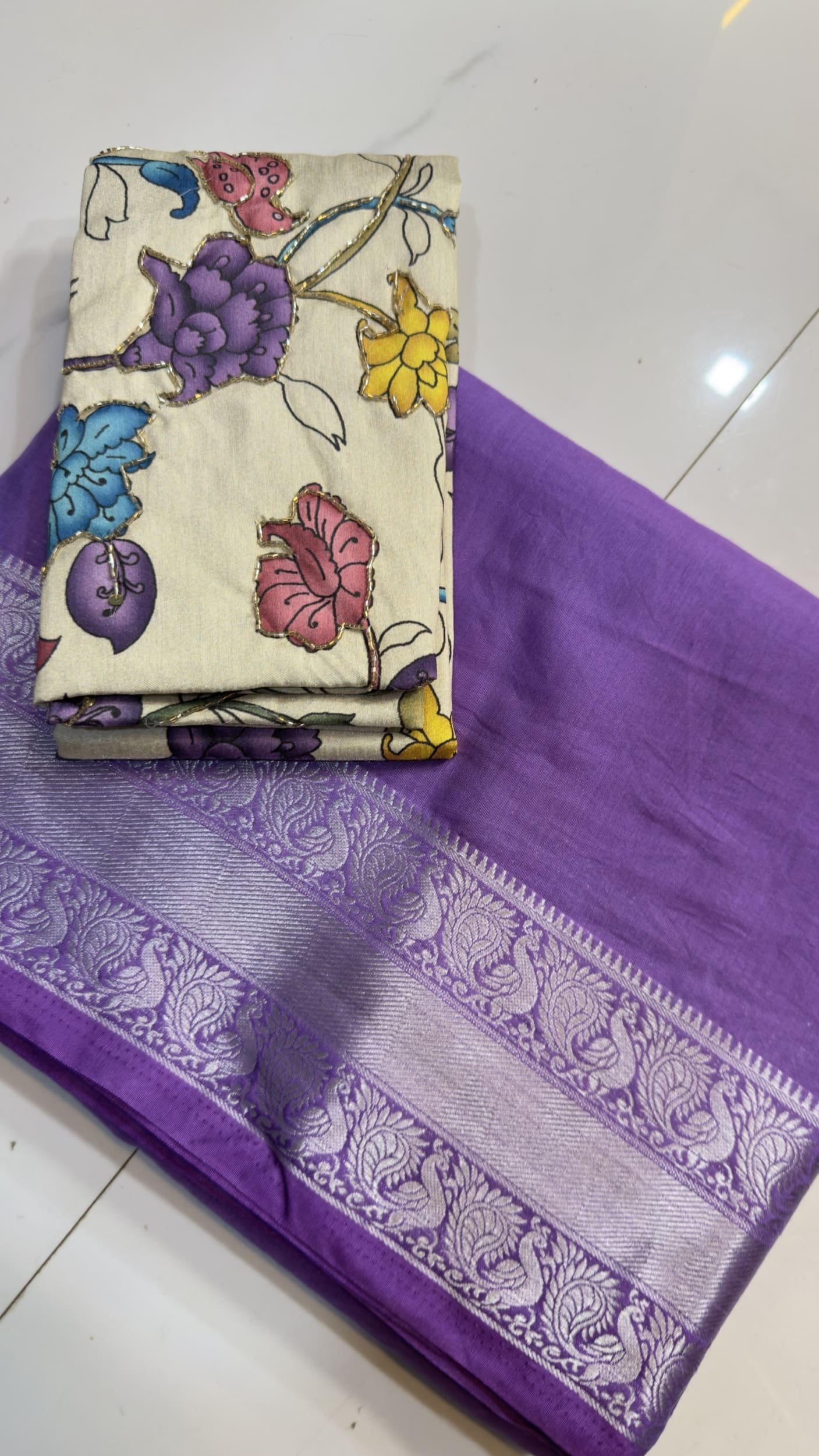 Banarasi Saree with Floral blouse