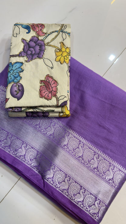 Banarasi Saree with Floral blouse