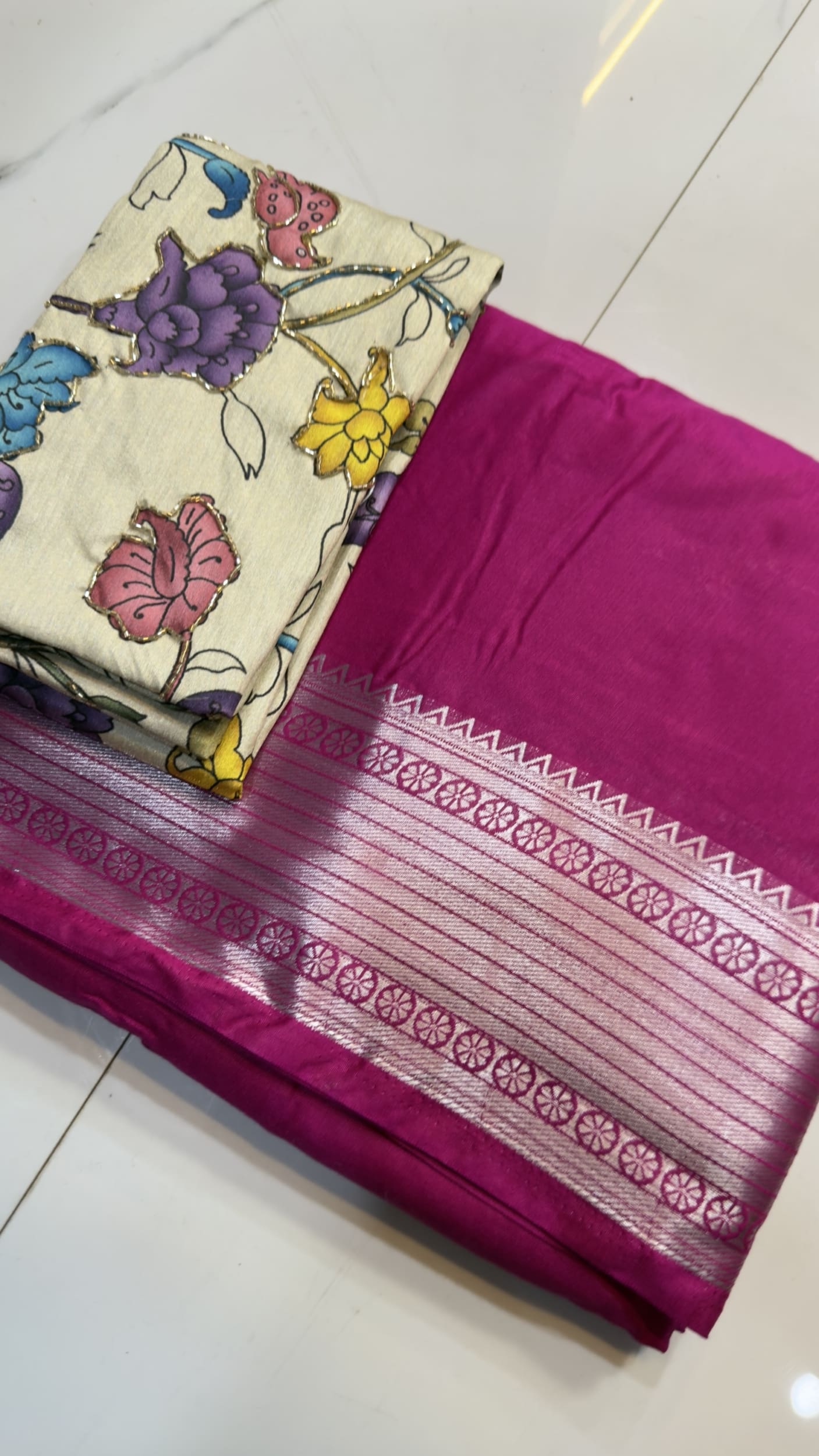 Banarasi Saree with Floral blouse