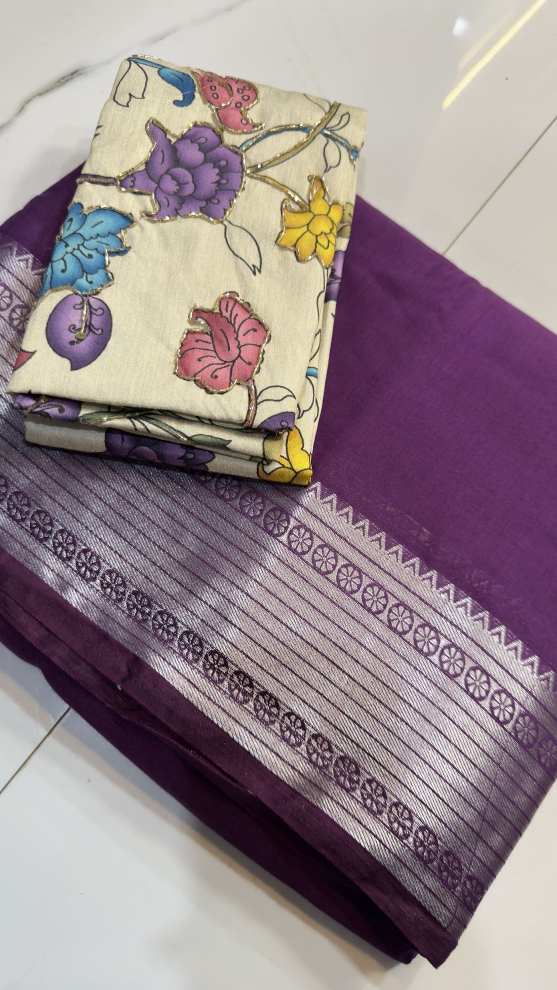 Banarasi Saree with Floral blouse