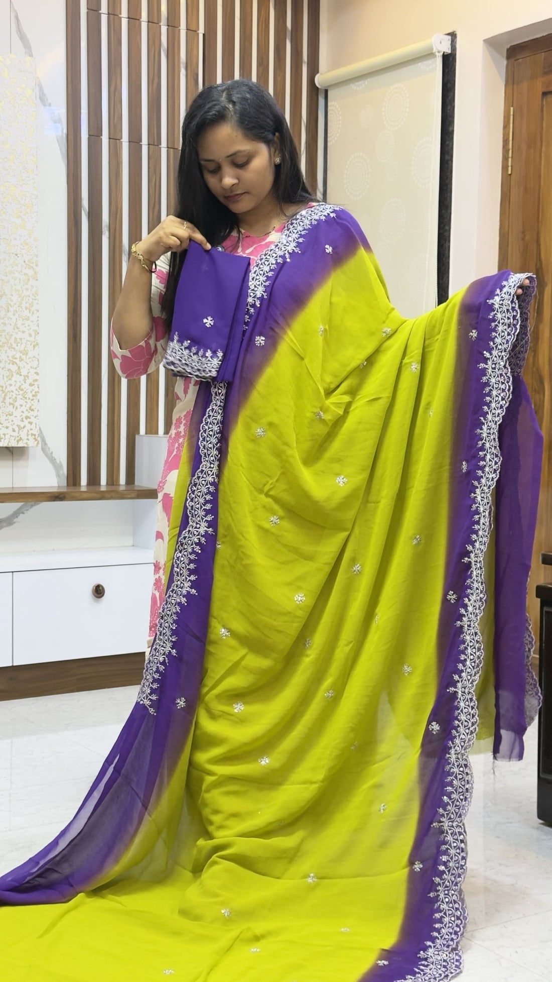Dual Shade party wear Georgette saree