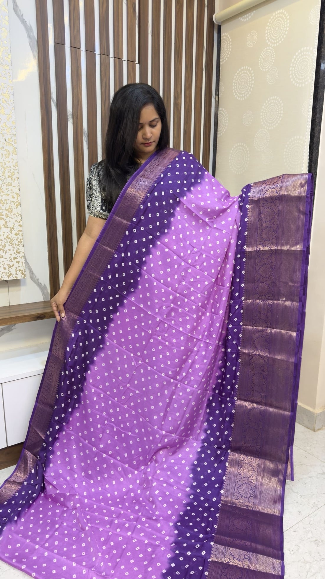 Lavender Bandhini design saree