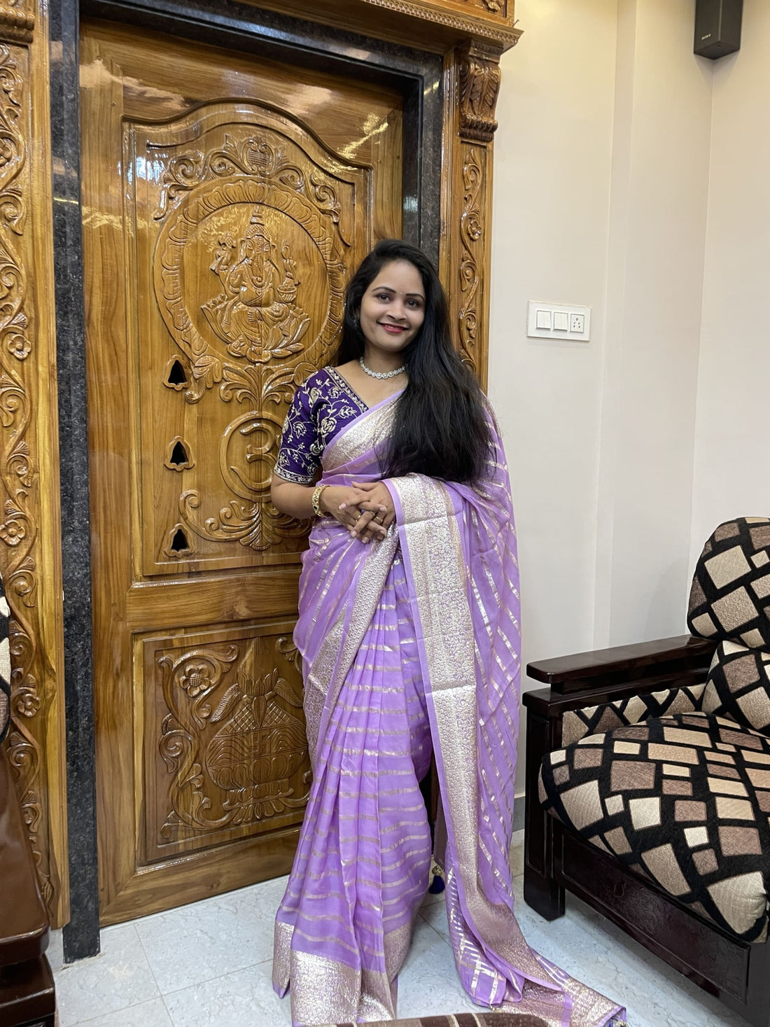Party wear saree with maggam work blouse