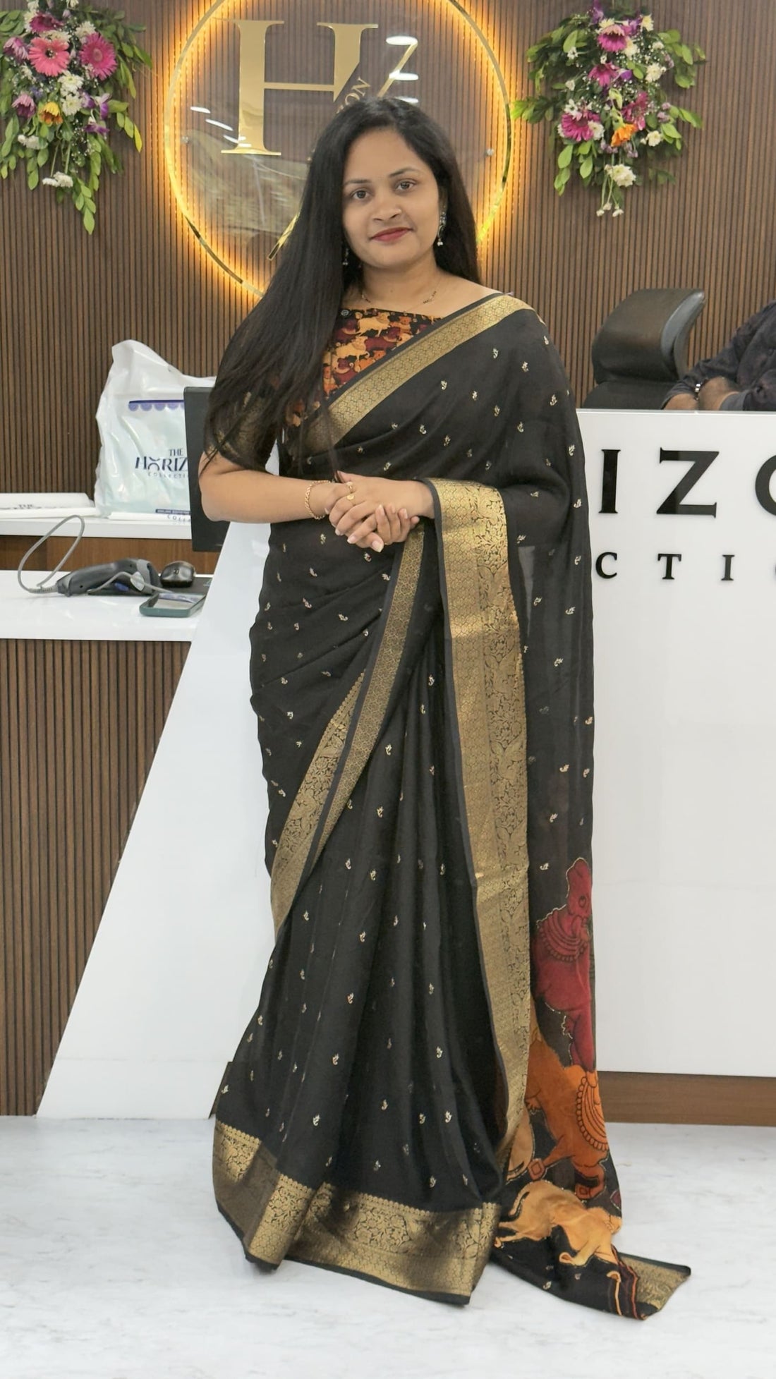 Jute Banarasi black saree