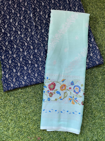 chiffon Sarees with contrast blouse
