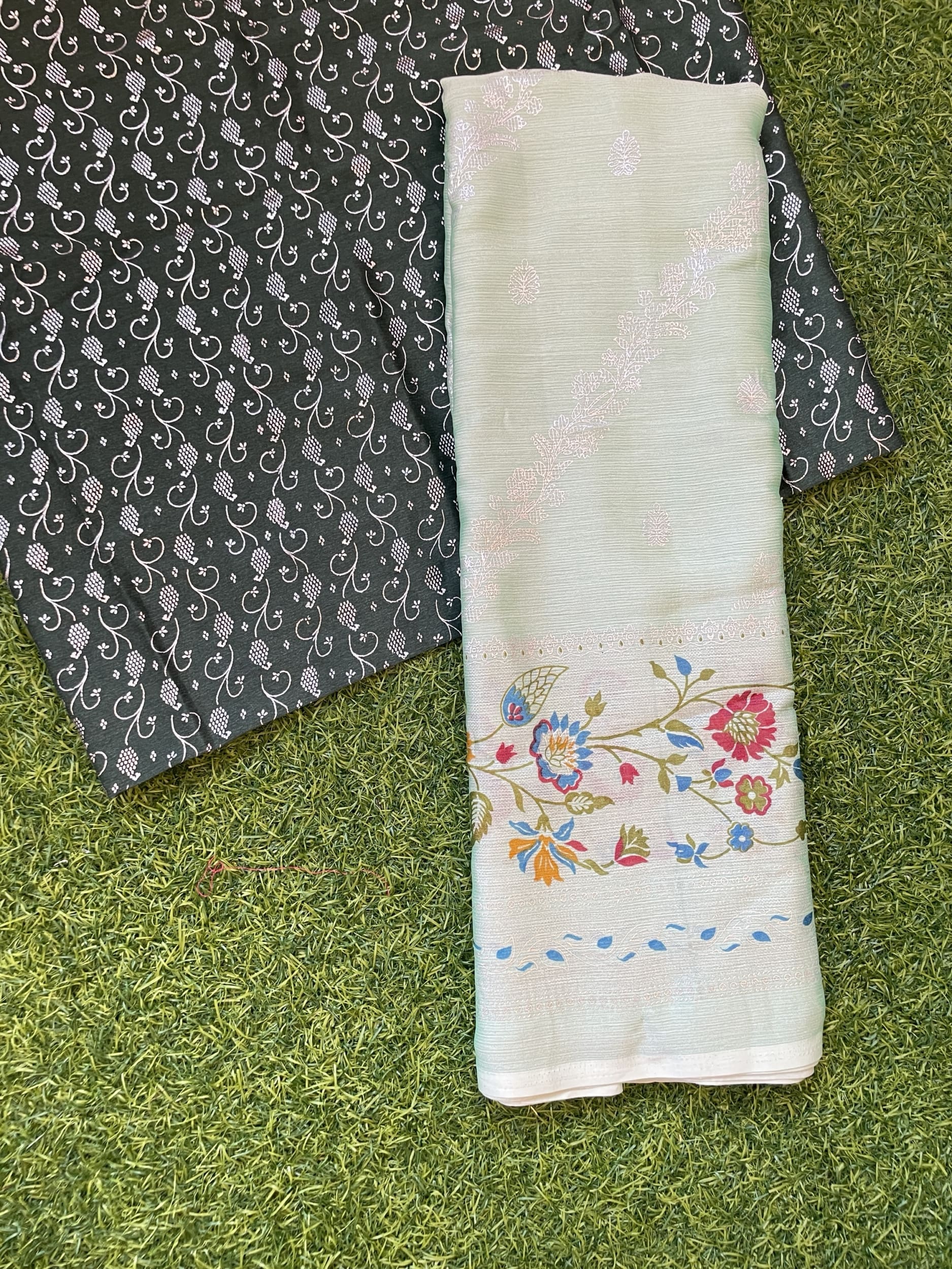 chiffon Sarees with contrast blouse