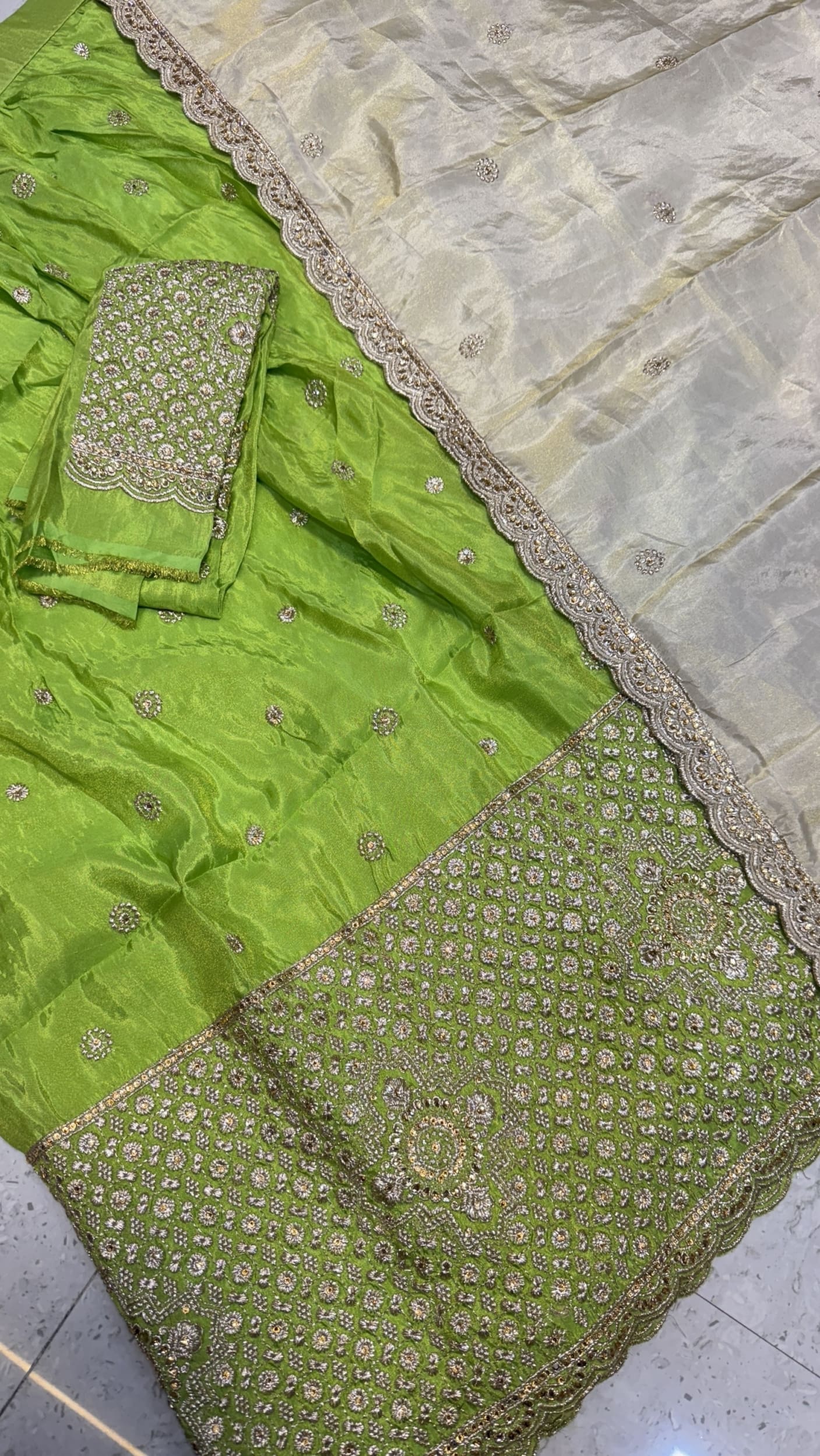 Party wear Banarasi tissue lehengas