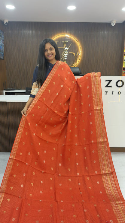 Orange Special Traditional Chexs saree
