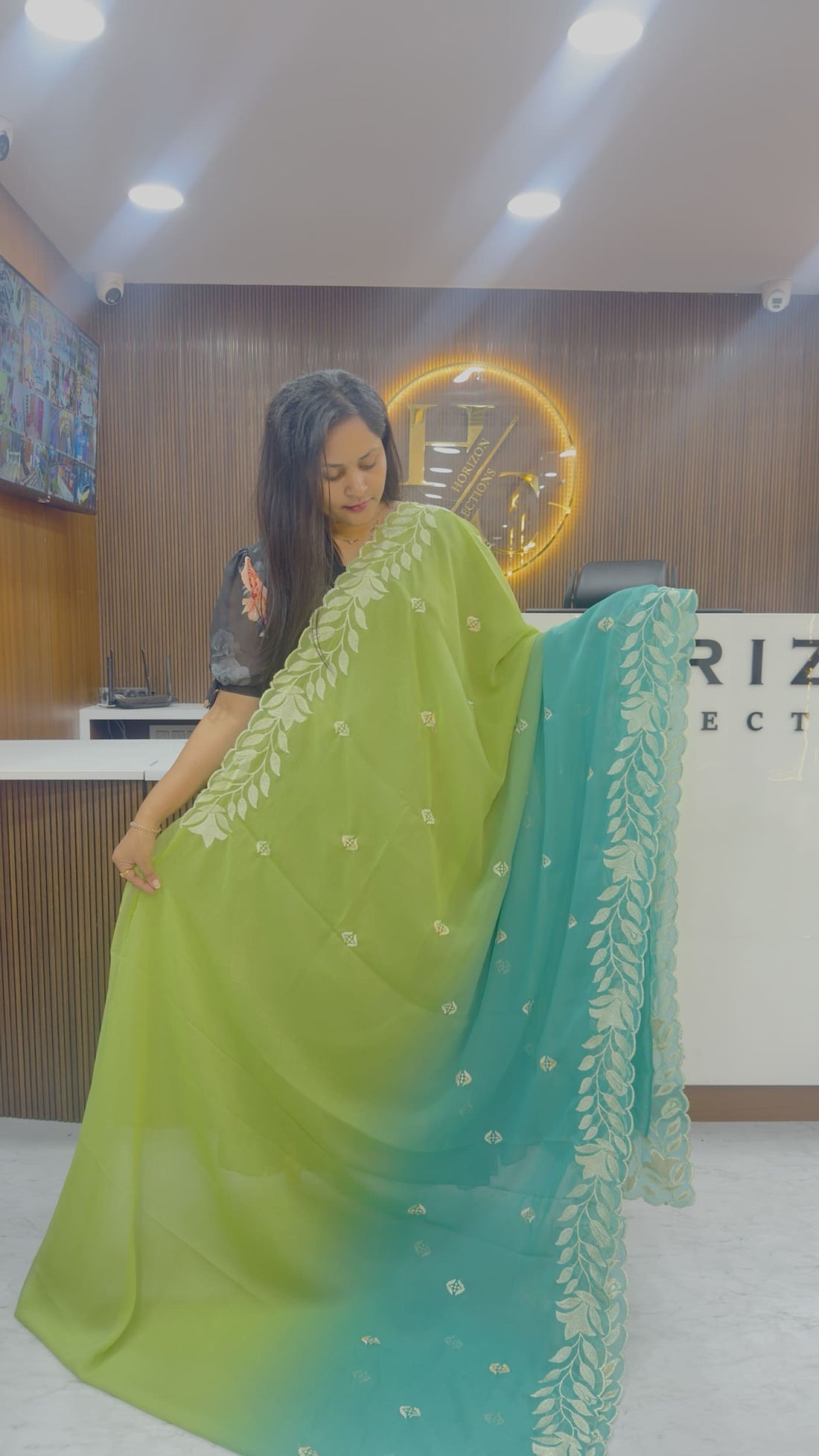 Dual Shade Georgette Saree