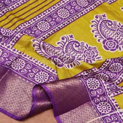 Green Florals with purple combination