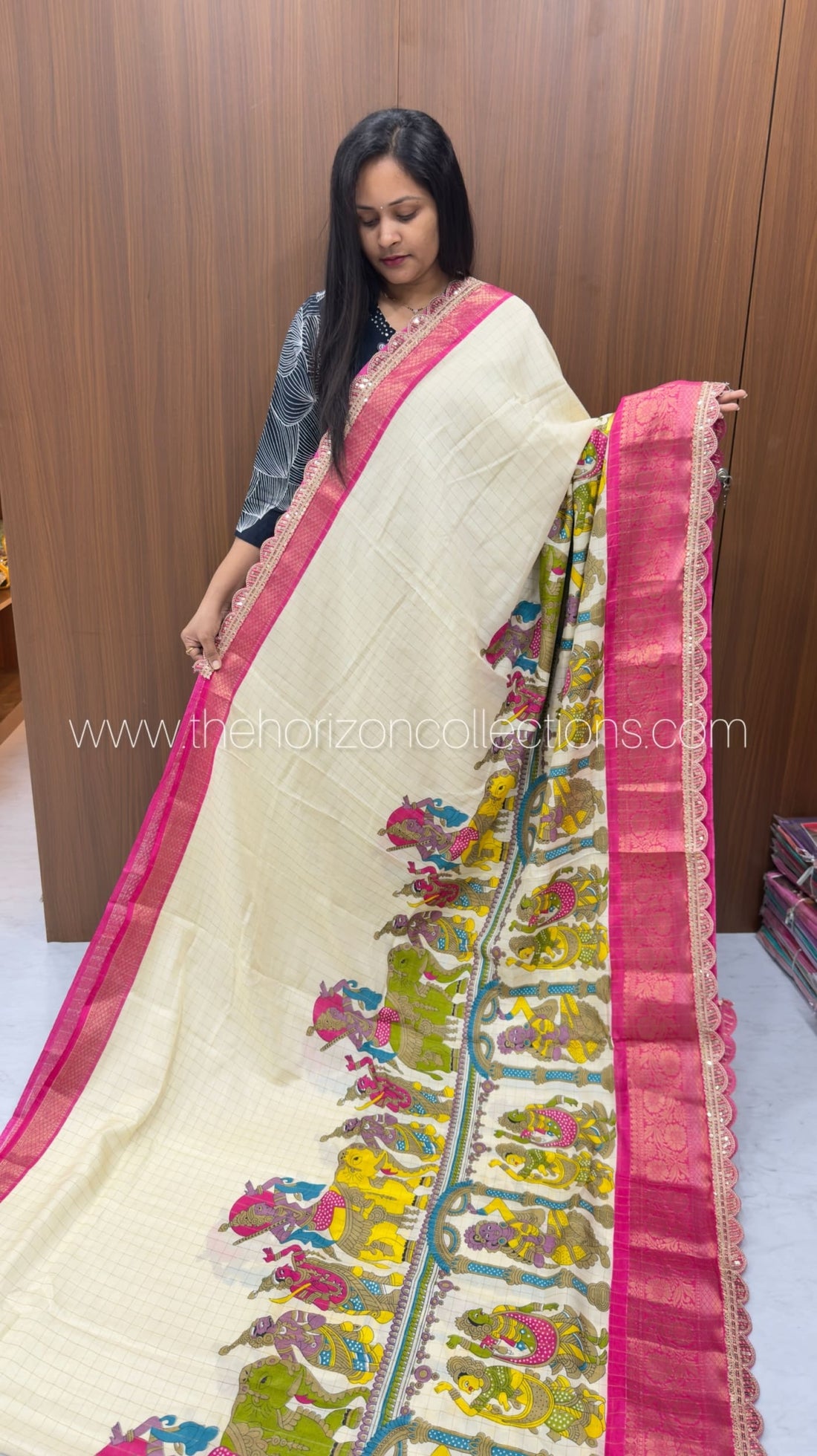 Pink Chexs Kalamkari