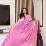 Semi Kanchi Banarasi Pink Saree