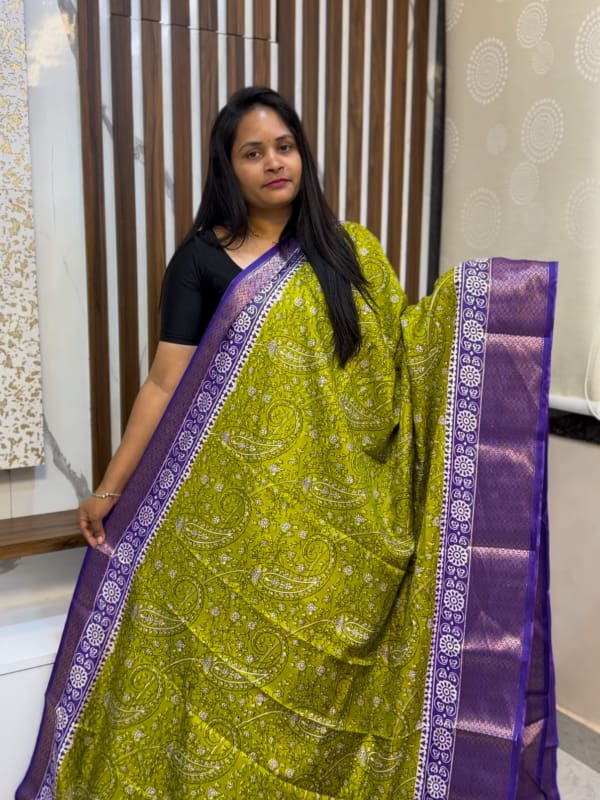 Green Florals with purple combination