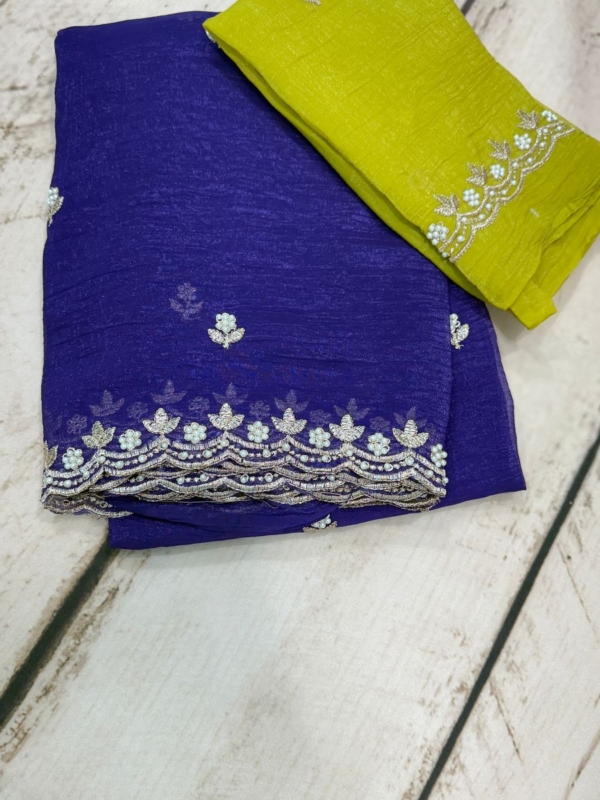Purple party wear saree