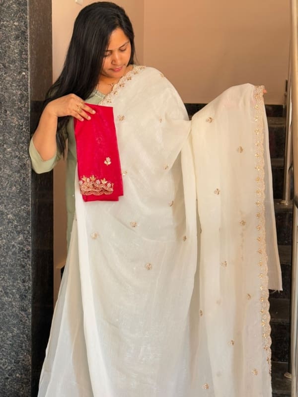 White Party wear saree