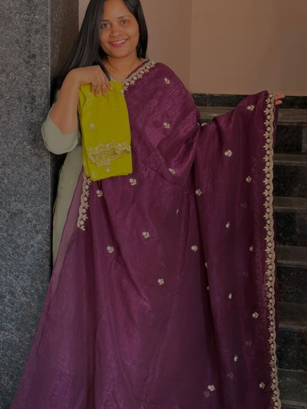 Dark Brinjal party wear saree