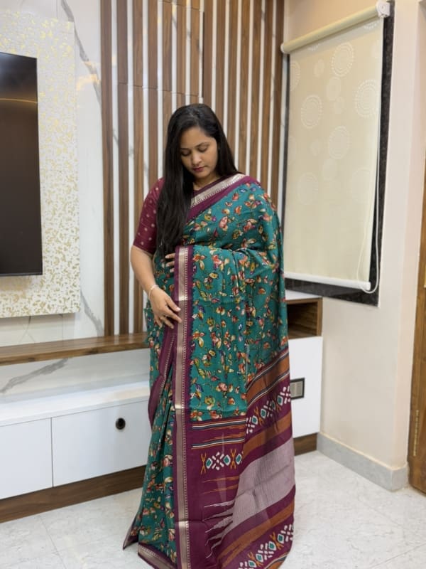 Premium slub cotton floral saree