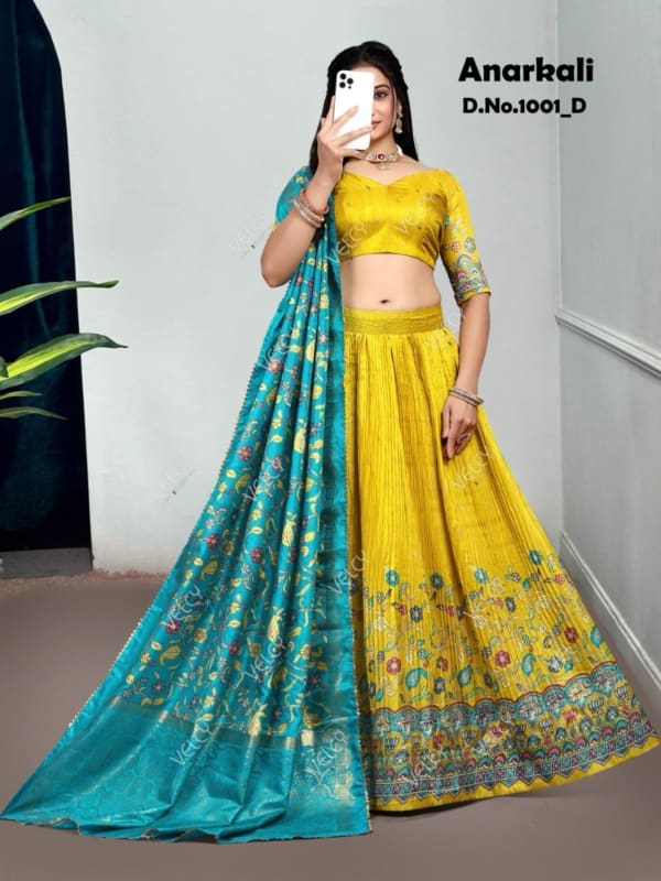 Kalamkari Crushed Lehengas
