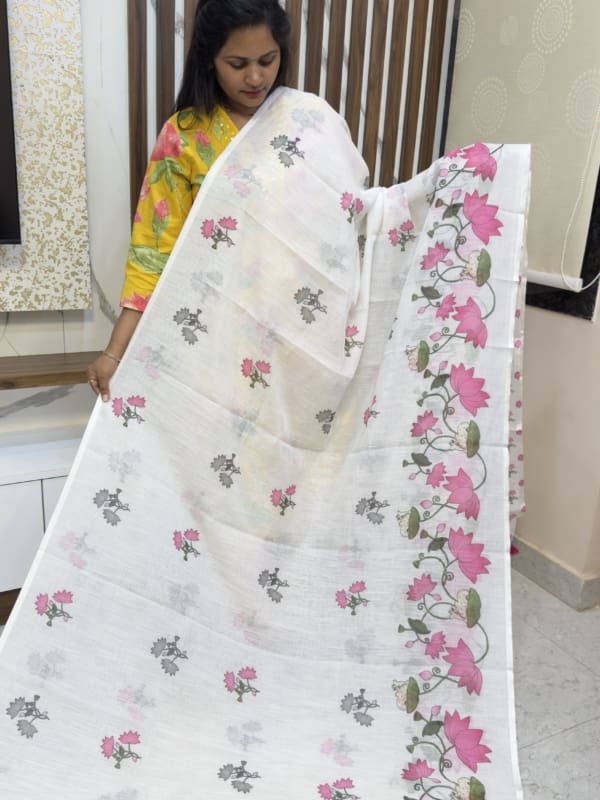 Pichwai Design Cotton Sarees