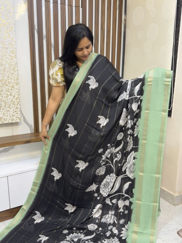 Black sarees with Contarst blouses