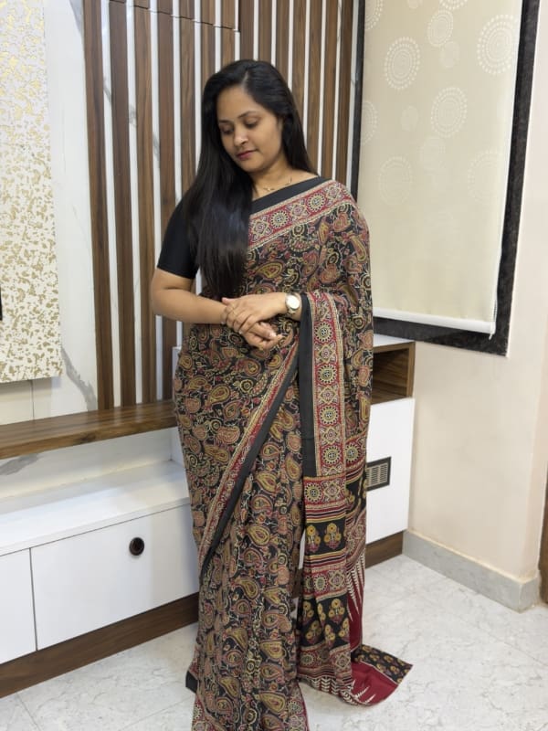 Ajrakh Design In Crepe Silk