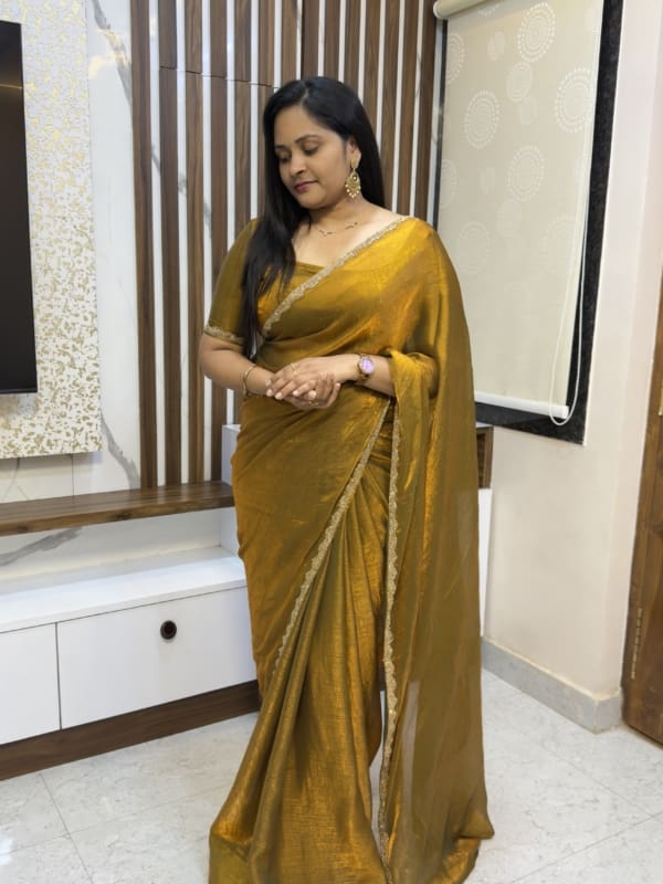 Golden Fendy Silk Saree