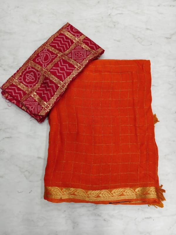 Trending Orange Saree(premium Quality)