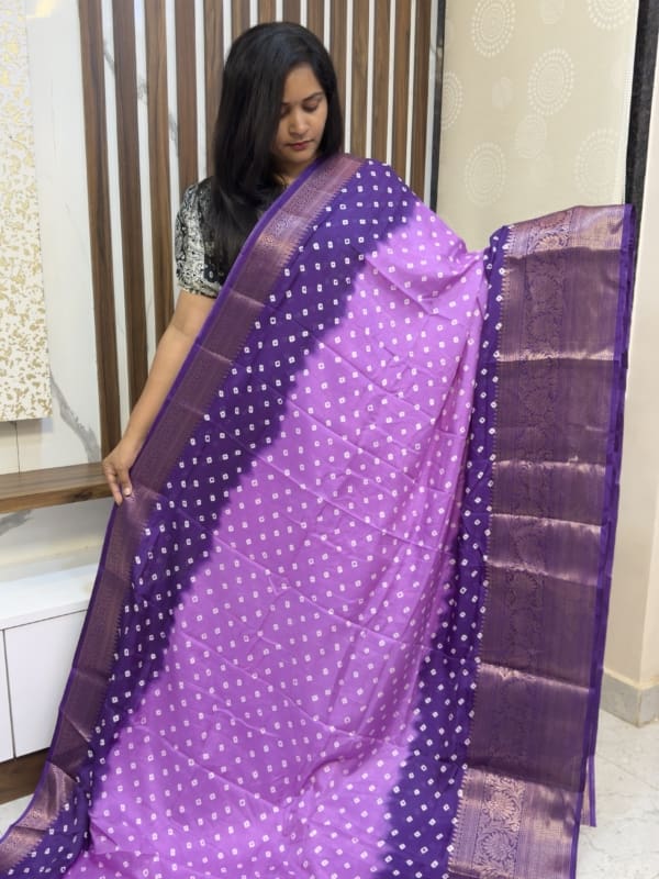 Lavender Bandhini design saree