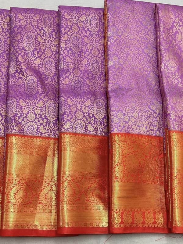 Lavender Red Pattu Saree