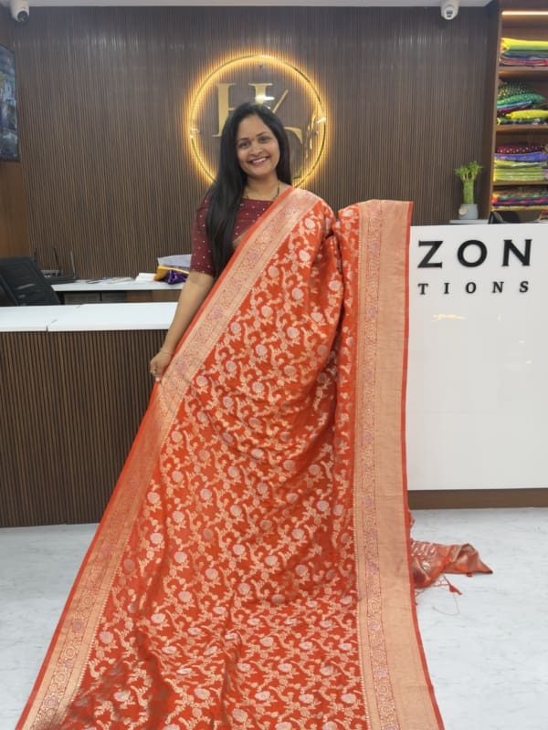 Orange Banarsi Saree