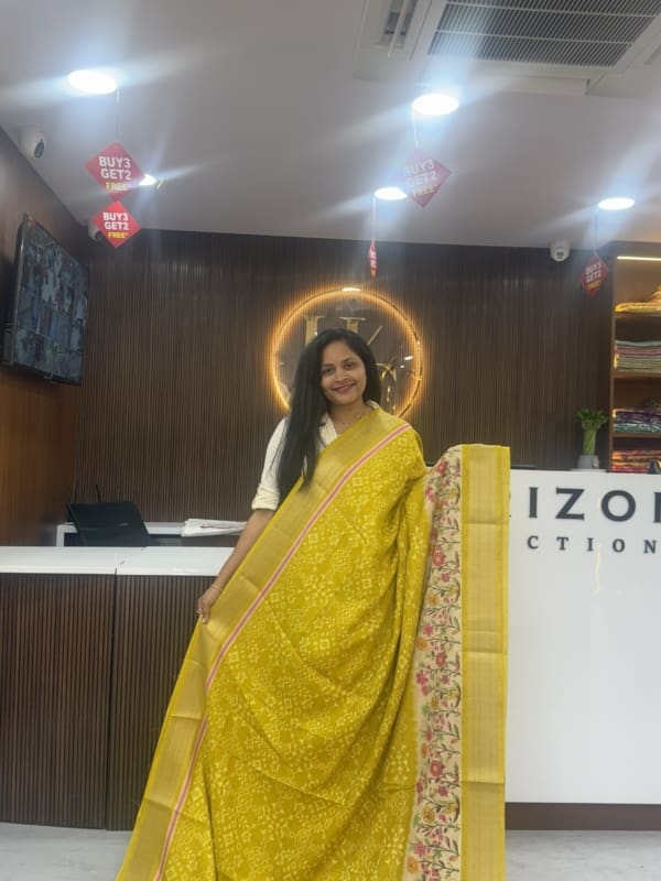 Yellow Fancy Tussar Saree